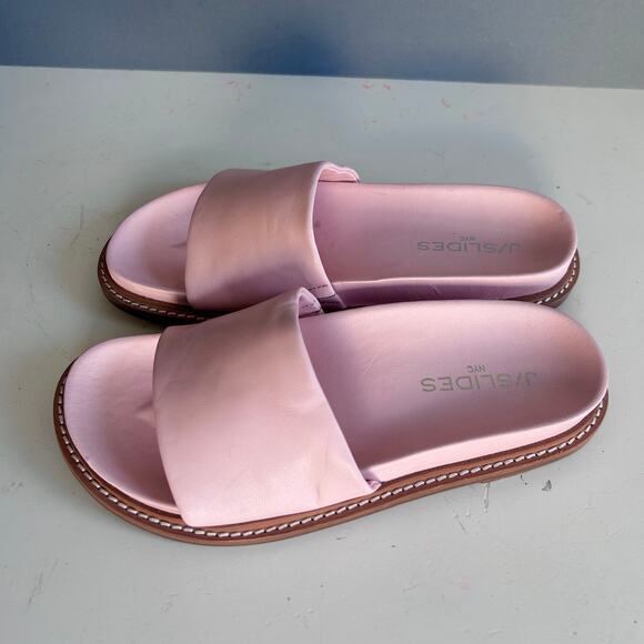 J/SLIDE slides size 6 pink leather flats Rocket - Picture 3 of 10